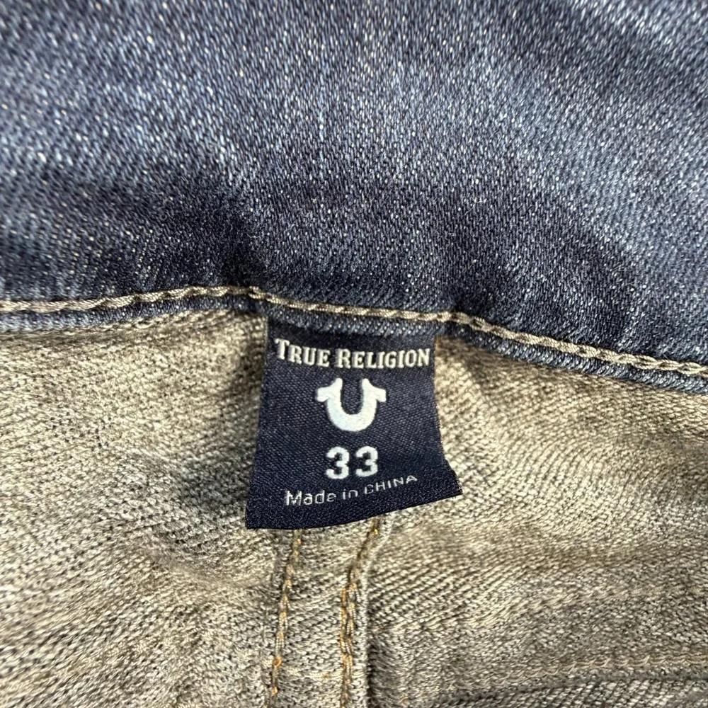 True Religion Rocco Relaxed Skinny Jeans Mens 33x32 Dark Wash Blue Stretch Denim